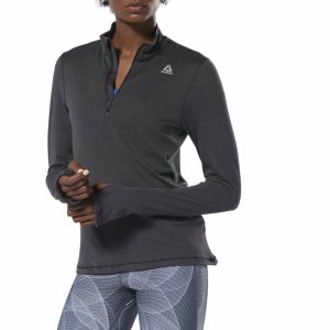 Reebok Running Essentials Quarter-Zip Top Sweatshirt Damen - Schwarz - DE 891-EZU